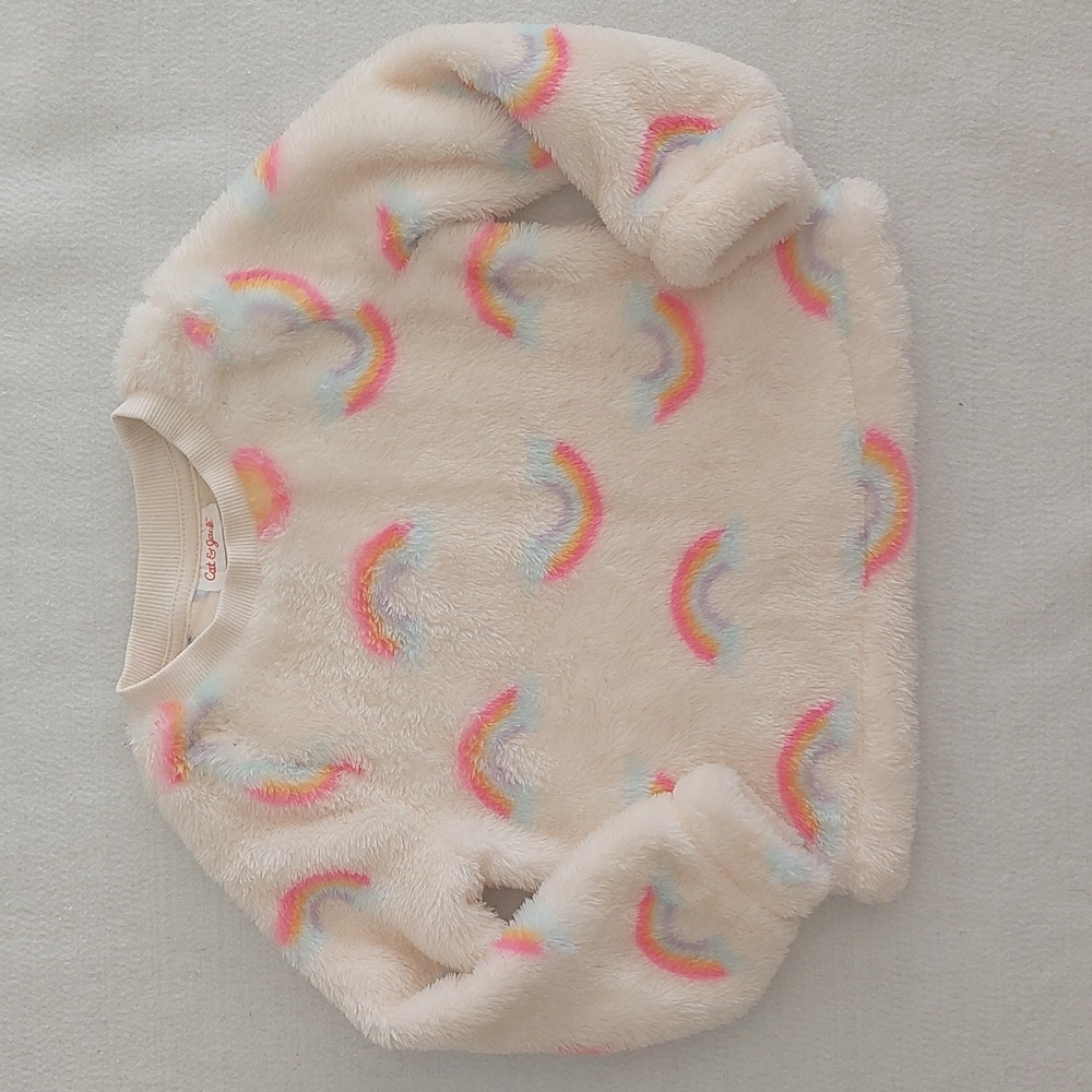 Cat & Jack Rainbow Faux Fur Toddler Top NWOT